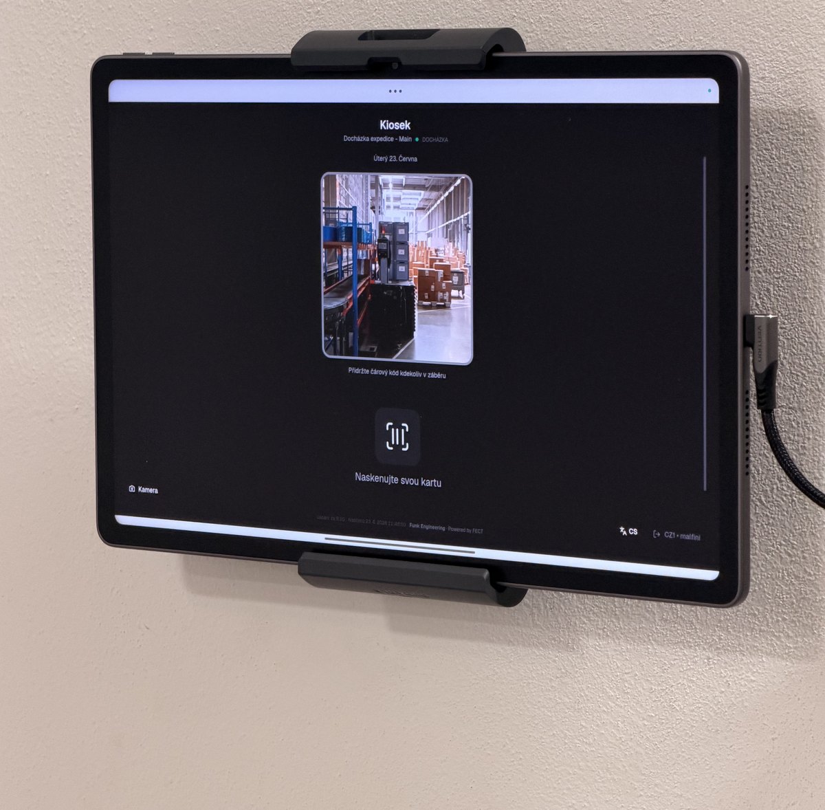 Complete wall-mounted FECT Kiosk tablet with built-in camera